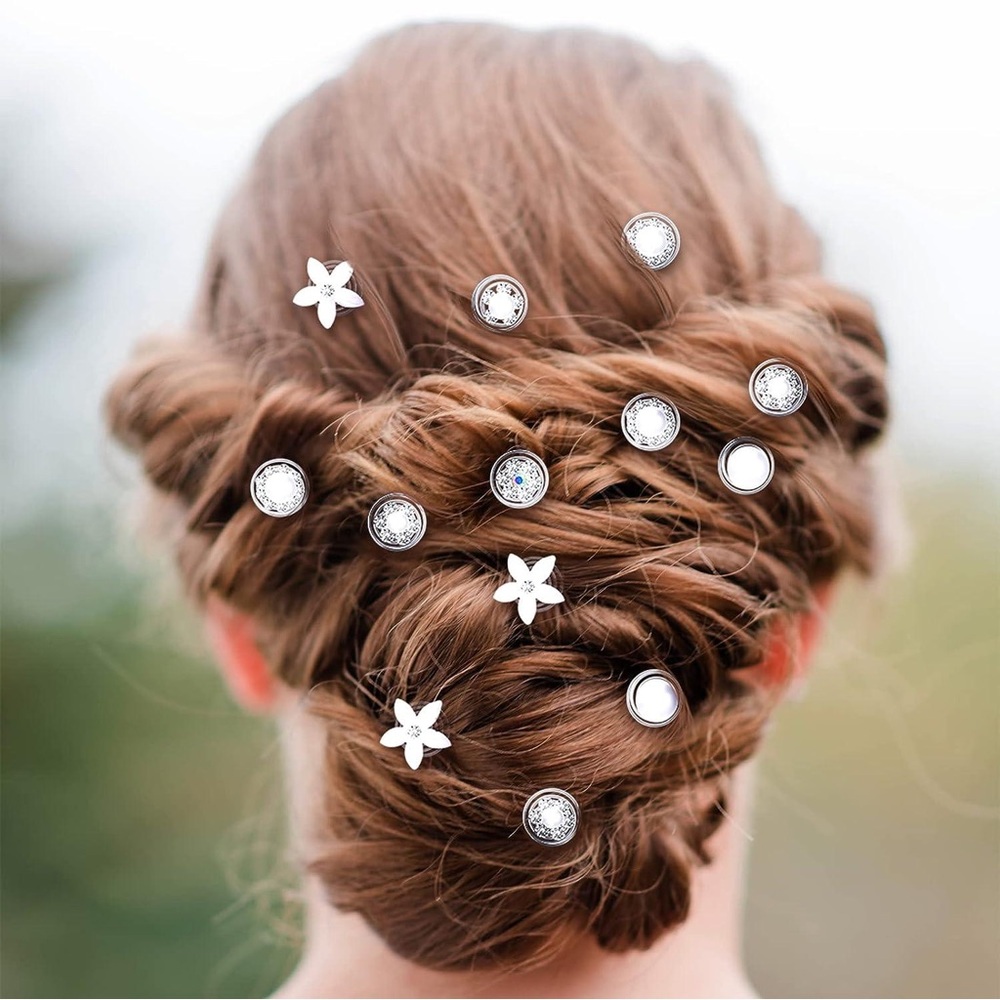 RARE Bridal Wedding Flower Floral Pearl Center Y2K Hair Twister Spiral Gems